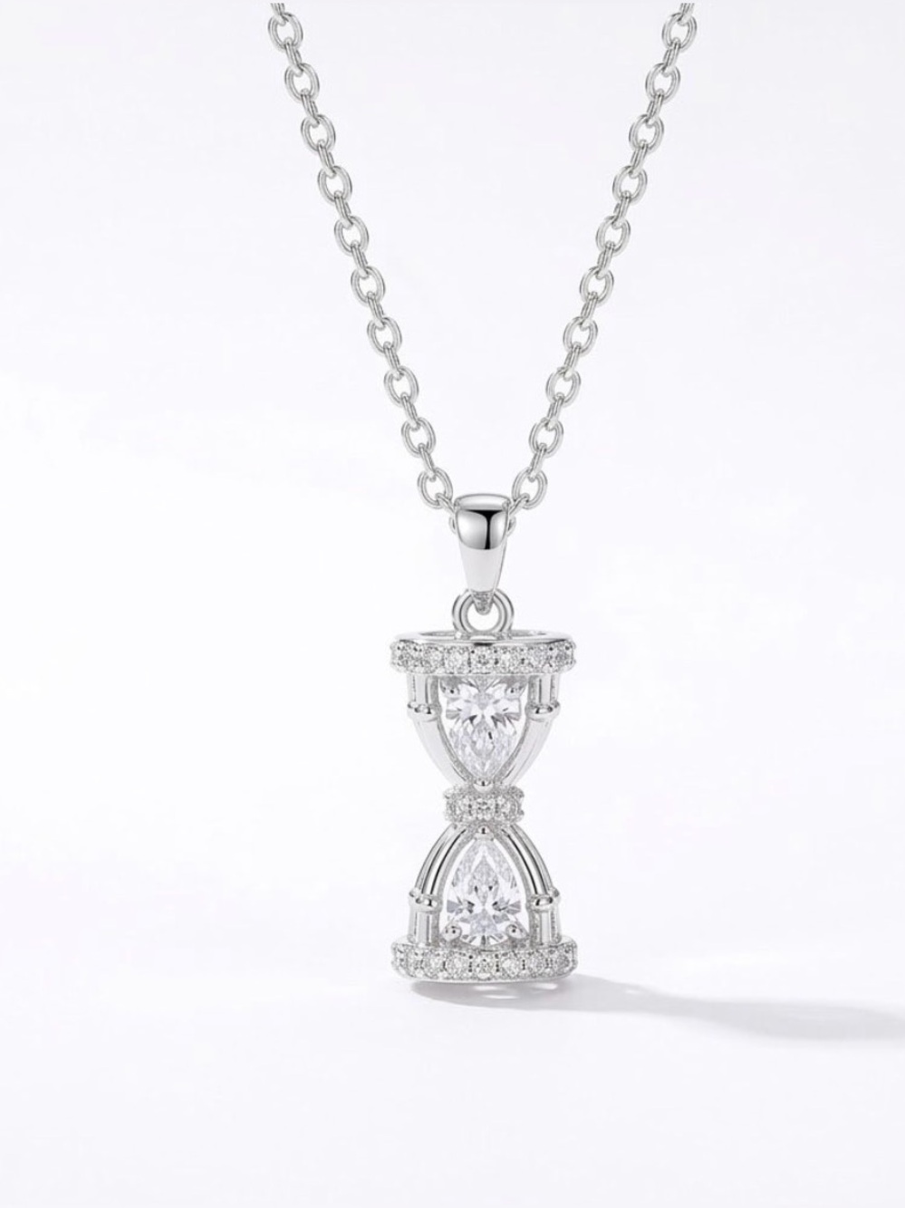 Silver Hourglass Pendant Necklace